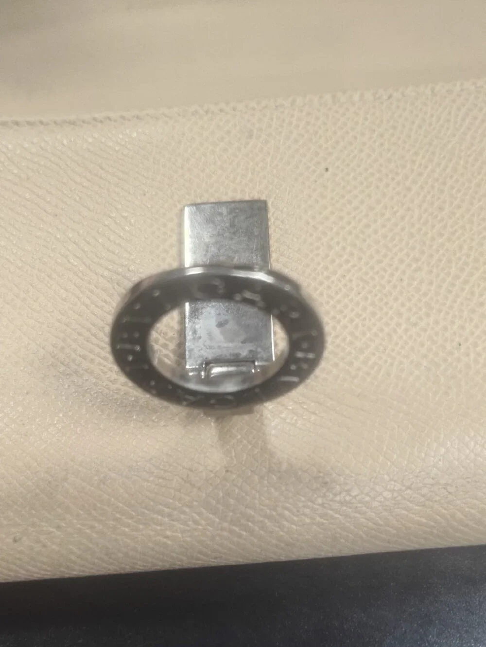 Bulgari Bvlgari Light Beige Creameather Continental Wallet with Silver Logo Ring